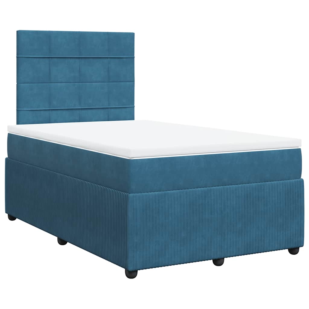 Κρεβάτι Boxspring με Στρώμα Σκούρο Μπλε 120x190 εκ. Βελούδινο