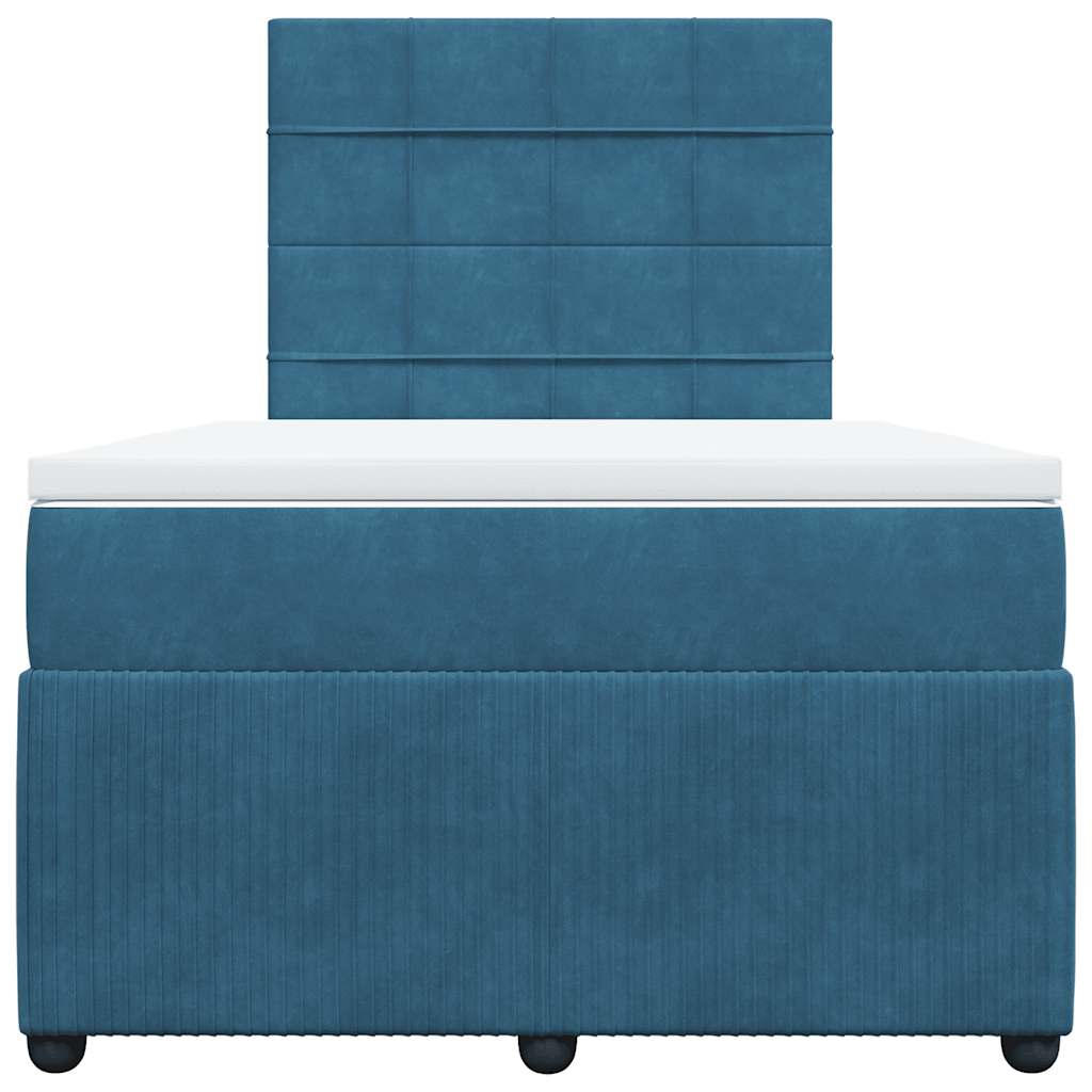 Κρεβάτι Boxspring με Στρώμα Σκούρο Μπλε 120x190 εκ. Βελούδινο