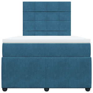 Κρεβάτι Boxspring με Στρώμα Σκούρο Μπλε 120x190 εκ. Βελούδινο