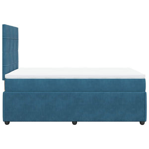 Κρεβάτι Boxspring με Στρώμα Σκούρο Μπλε 120x190 εκ. Βελούδινο