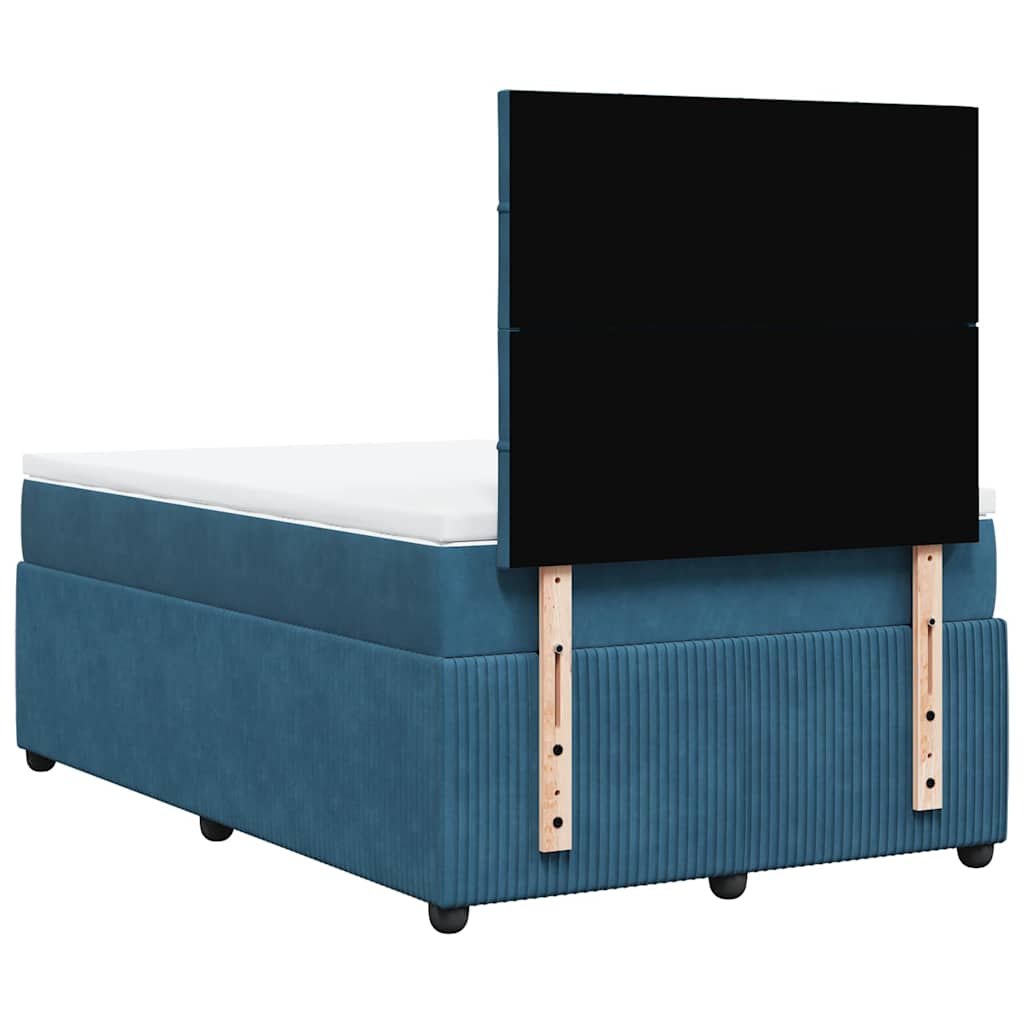 Κρεβάτι Boxspring με Στρώμα Σκούρο Μπλε 120x190 εκ. Βελούδινο