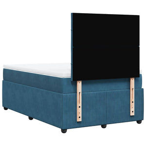 Κρεβάτι Boxspring με Στρώμα Σκούρο Μπλε 120x190 εκ. Βελούδινο