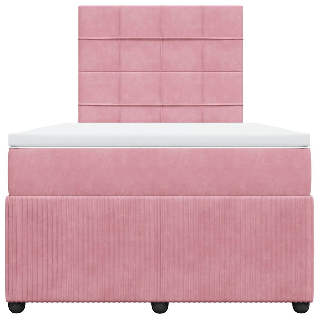 Κρεβάτι Boxspring με Στρώμα Ροζ 120x190 εκ. Βελούδινο - Pakobazaar