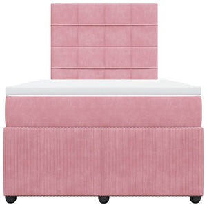 Κρεβάτι Boxspring με Στρώμα Ροζ 120x190 εκ. Βελούδινο - Pakobazaar