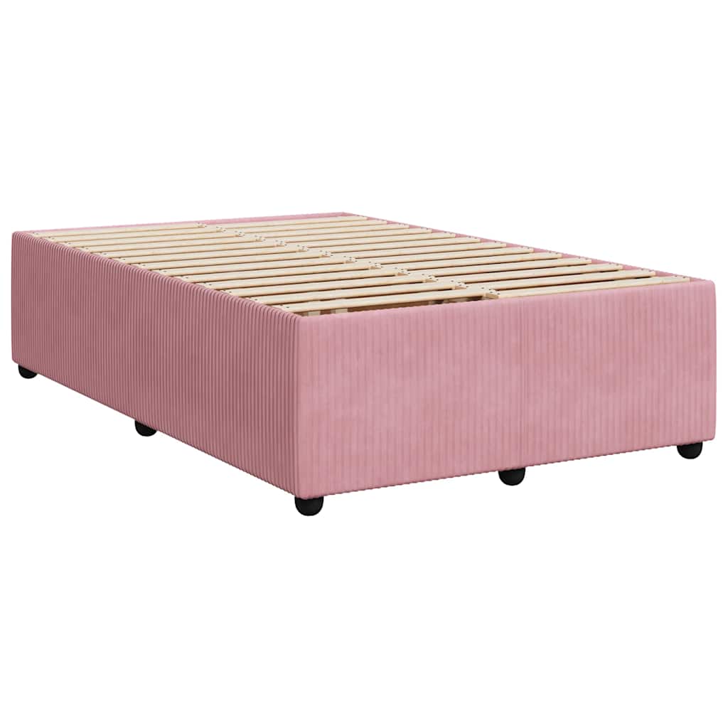 Κρεβάτι Boxspring με Στρώμα Ροζ 120x190 εκ. Βελούδινο - Pakobazaar