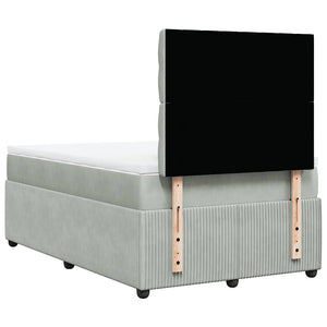 Κρεβάτι Boxspring με Στρώμα Ανοιχτό Γκρι 120x190 εκ. Βελούδινο - Pakobazaar