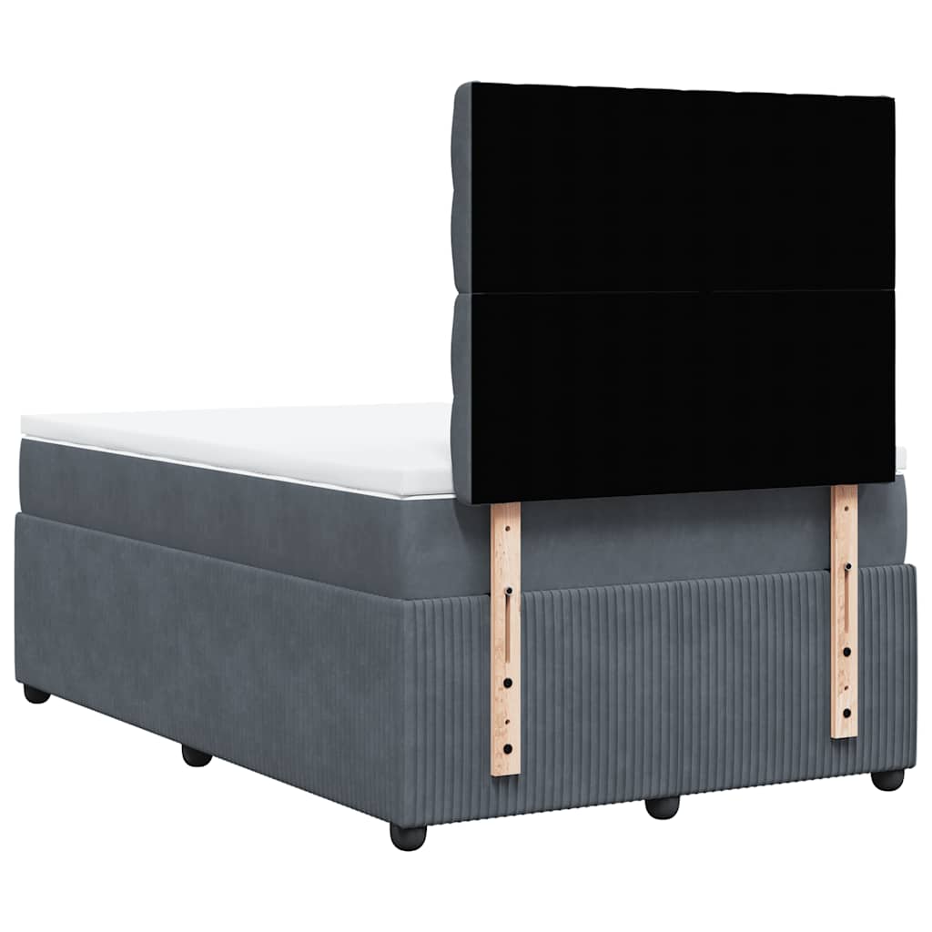 Κρεβάτι Boxspring με Στρώμα Σκούρο Γκρι 120x190 εκ. Βελούδινο - Pakobazaar