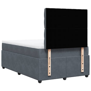Κρεβάτι Boxspring με Στρώμα Σκούρο Γκρι 120x190 εκ. Βελούδινο - Pakobazaar