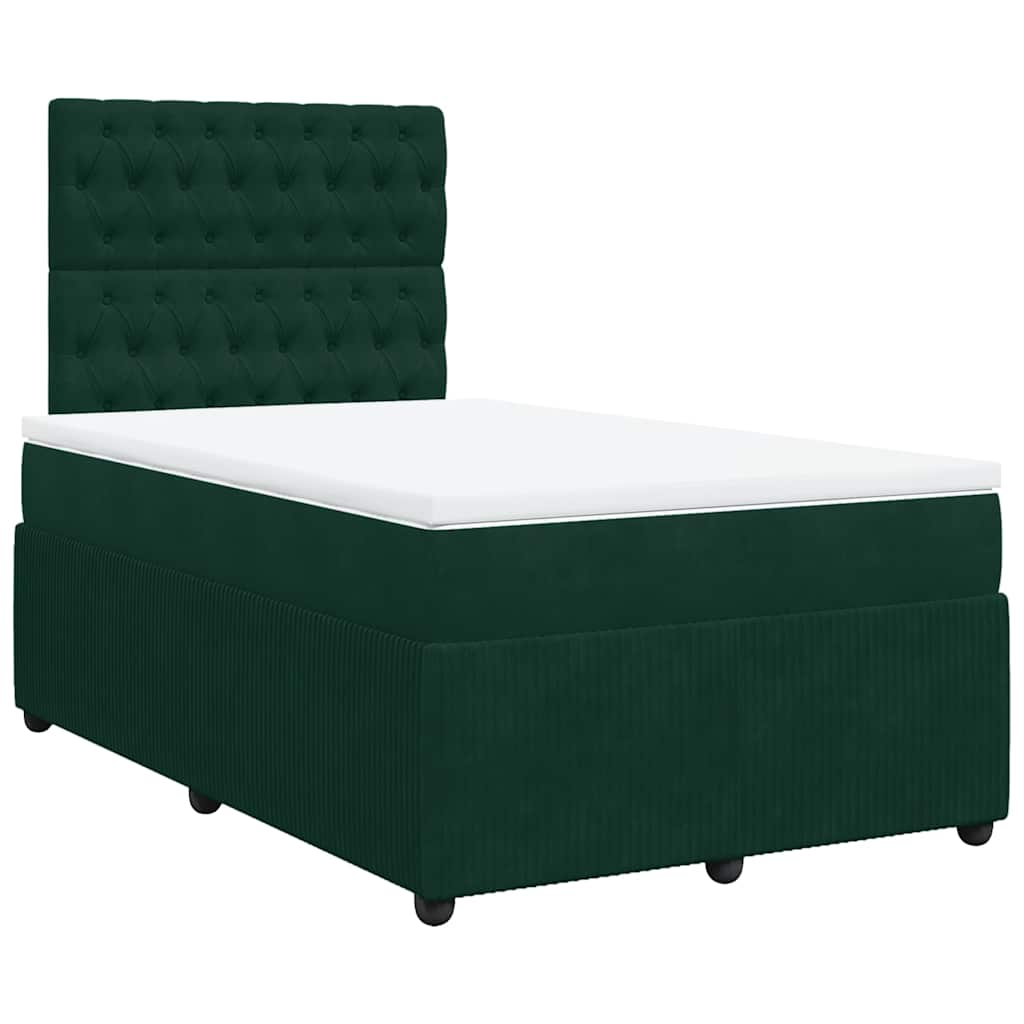 Κρεβάτι Boxspring με Στρώμα Σκούρο Πράσινο 120x190εκ. Βελούδινο - Pakobazaar