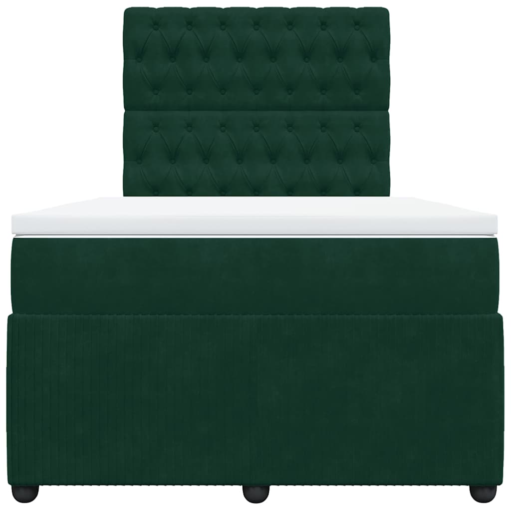 Κρεβάτι Boxspring με Στρώμα Σκούρο Πράσινο 120x190εκ. Βελούδινο - Pakobazaar