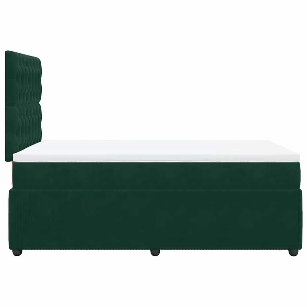 Κρεβάτι Boxspring με Στρώμα Σκούρο Πράσινο 120x190εκ. Βελούδινο - Pakobazaar