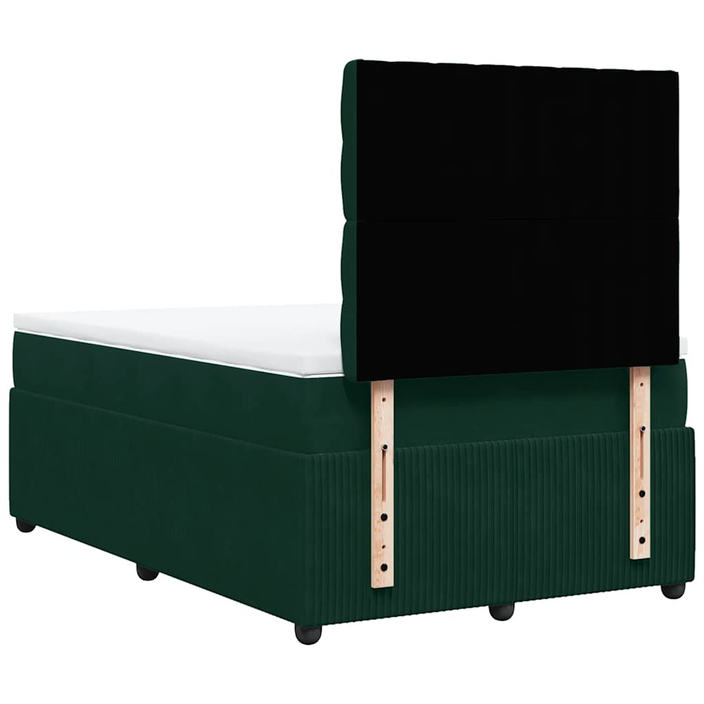 Κρεβάτι Boxspring με Στρώμα Σκούρο Πράσινο 120x190εκ. Βελούδινο - Pakobazaar