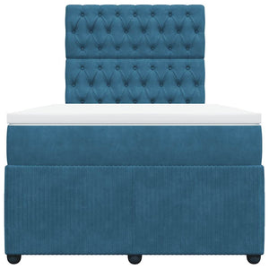 Κρεβάτι Boxspring με Στρώμα Σκούρο Μπλε 120x190 εκ. Βελούδινο