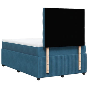 Κρεβάτι Boxspring με Στρώμα Σκούρο Μπλε 120x190 εκ. Βελούδινο