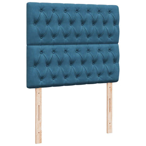 Κρεβάτι Boxspring με Στρώμα Σκούρο Μπλε 120x190 εκ. Βελούδινο