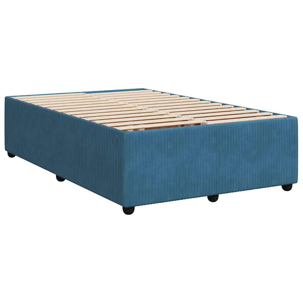 Κρεβάτι Boxspring με Στρώμα Σκούρο Μπλε 120x190 εκ. Βελούδινο