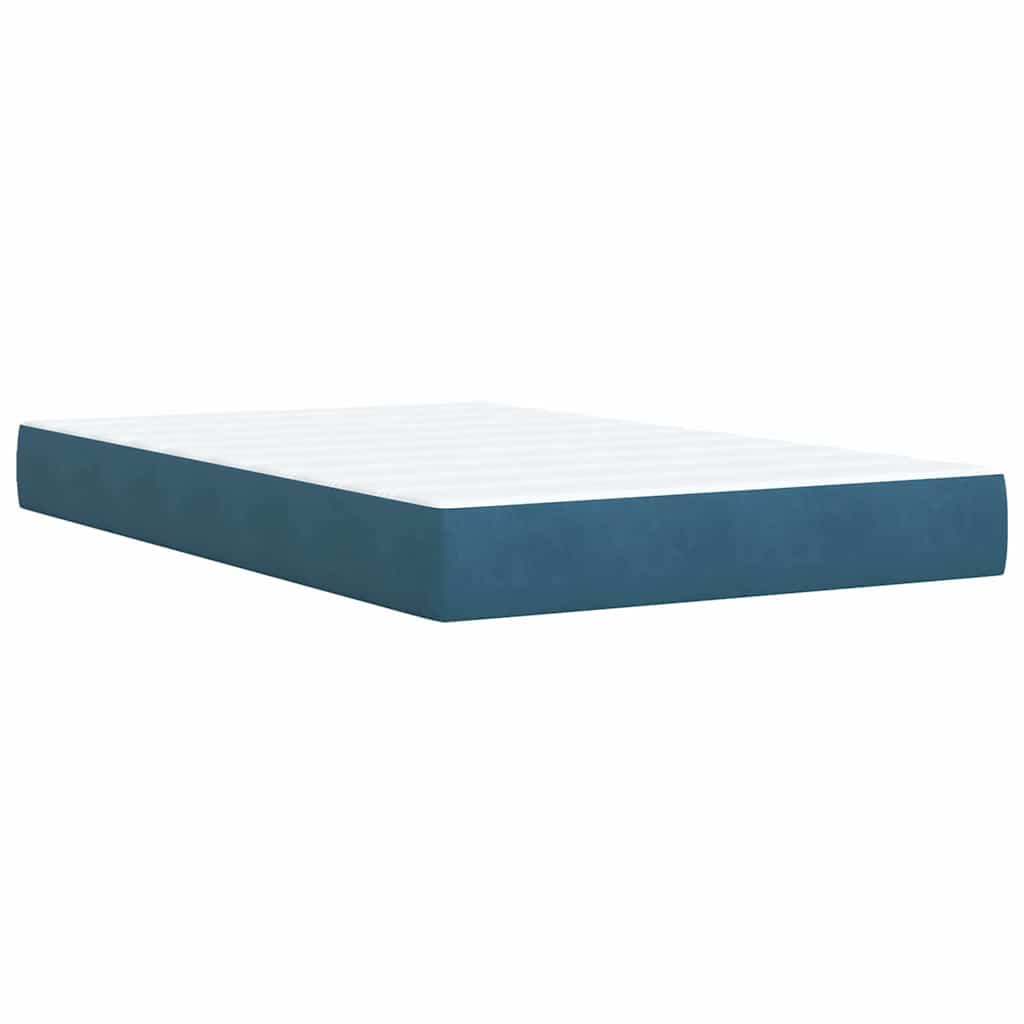 Κρεβάτι Boxspring με Στρώμα Σκούρο Μπλε 120x190 εκ. Βελούδινο