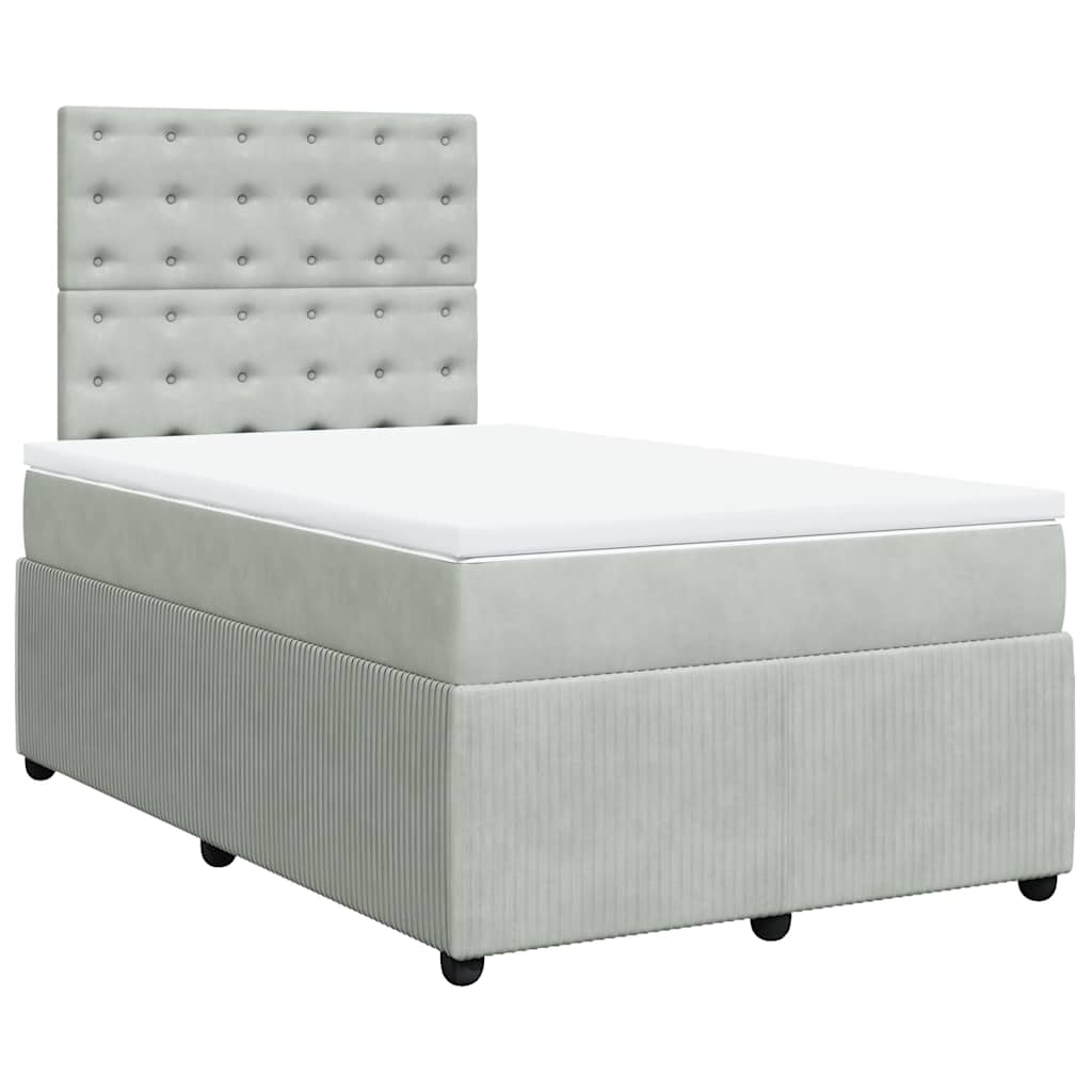 Κρεβάτι Boxspring με Στρώμα Ανοιχτό Γκρι 120x190 εκ. Βελούδινο - Pakobazaar