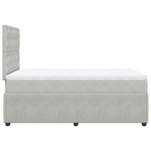 Κρεβάτι Boxspring με Στρώμα Ανοιχτό Γκρι 120x190 εκ. Βελούδινο - Pakobazaar