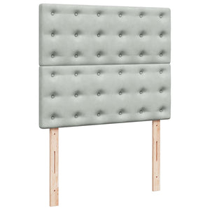 Κρεβάτι Boxspring με Στρώμα Ανοιχτό Γκρι 120x190 εκ. Βελούδινο - Pakobazaar