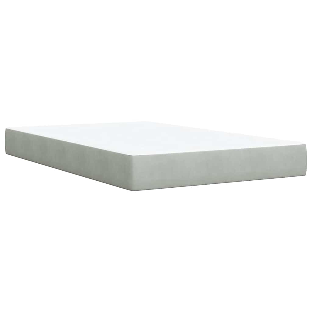 Κρεβάτι Boxspring με Στρώμα Ανοιχτό Γκρι 120x190 εκ. Βελούδινο - Pakobazaar