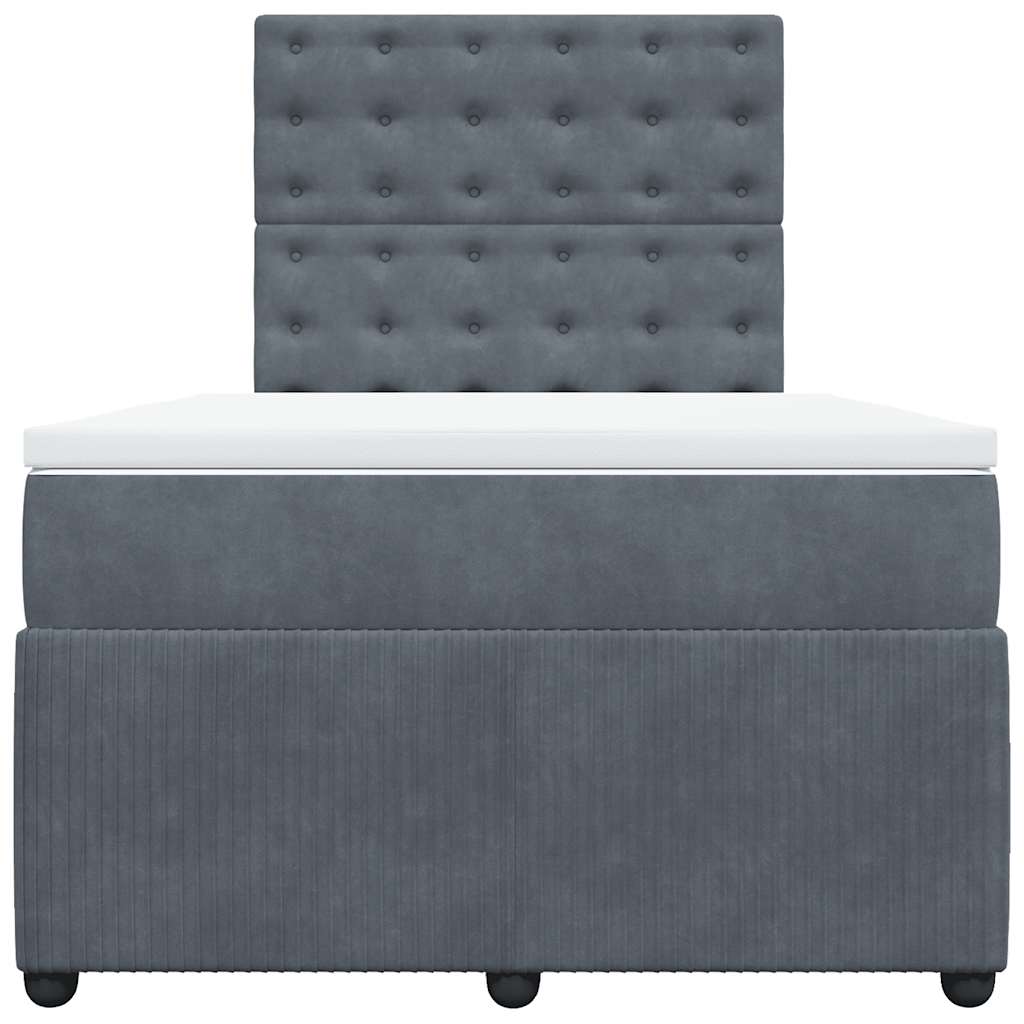 Κρεβάτι Boxspring με Στρώμα Σκούρο Γκρι 120x190 εκ. Βελούδινο - Pakobazaar