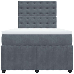 Κρεβάτι Boxspring με Στρώμα Σκούρο Γκρι 120x190 εκ. Βελούδινο - Pakobazaar