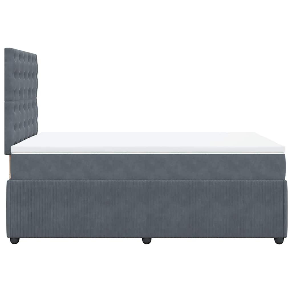 Κρεβάτι Boxspring με Στρώμα Σκούρο Γκρι 120x190 εκ. Βελούδινο - Pakobazaar