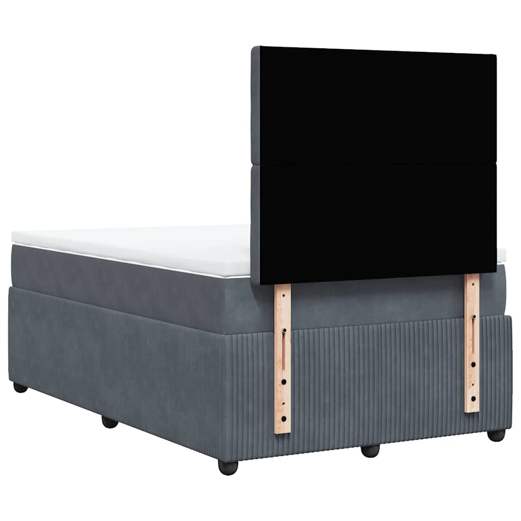 Κρεβάτι Boxspring με Στρώμα Σκούρο Γκρι 120x190 εκ. Βελούδινο - Pakobazaar
