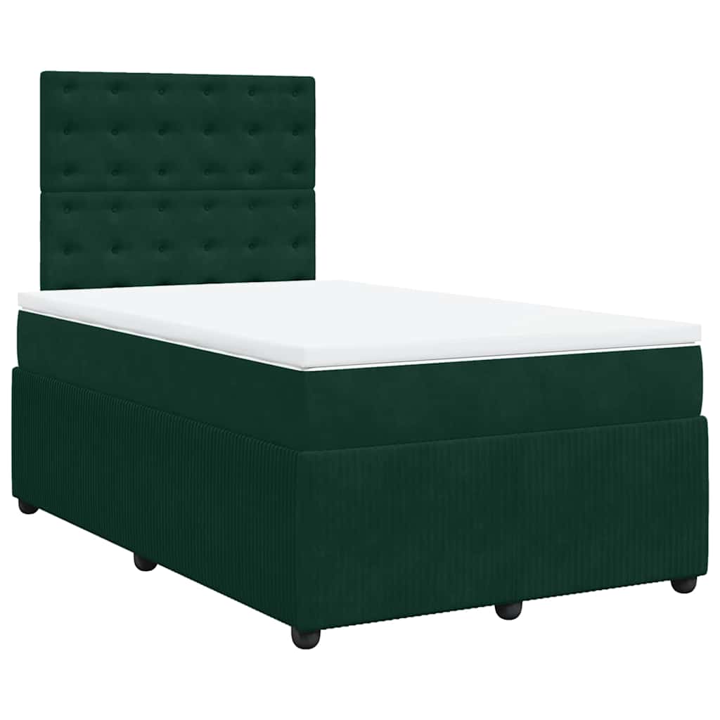 Κρεβάτι Boxspring με Στρώμα Σκούρο Πράσινο 120x190εκ. Βελούδινο - Pakobazaar