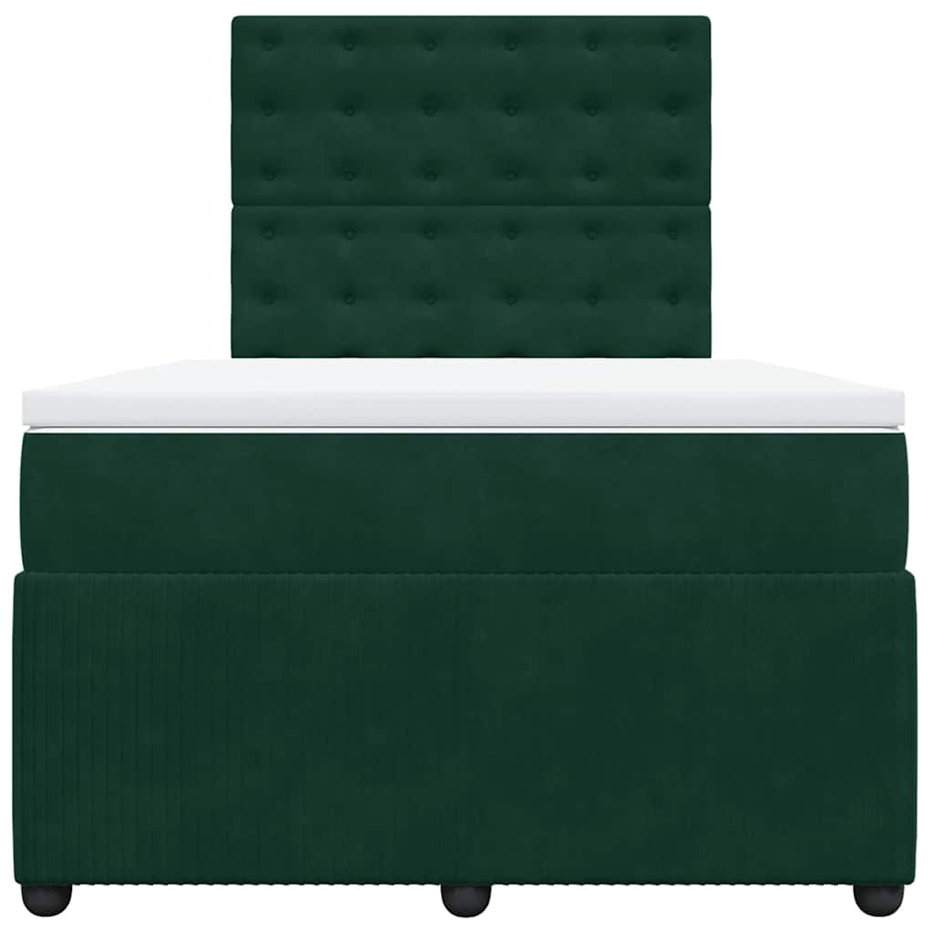 Κρεβάτι Boxspring με Στρώμα Σκούρο Πράσινο 120x190εκ. Βελούδινο - Pakobazaar