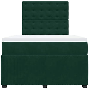 Κρεβάτι Boxspring με Στρώμα Σκούρο Πράσινο 120x190εκ. Βελούδινο - Pakobazaar