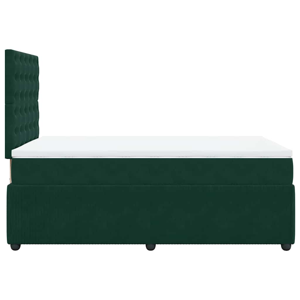 Κρεβάτι Boxspring με Στρώμα Σκούρο Πράσινο 120x190εκ. Βελούδινο - Pakobazaar