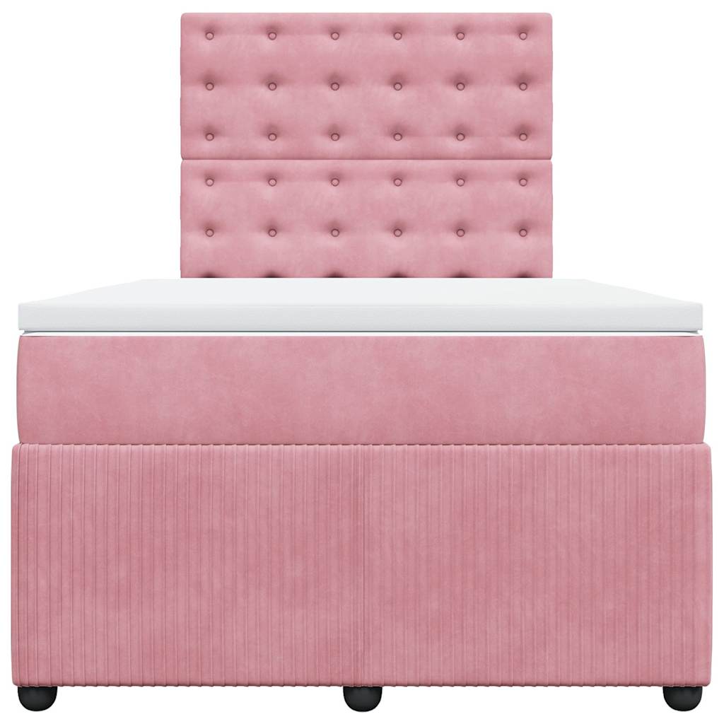 Κρεβάτι Boxspring με Στρώμα Ροζ 120x190 εκ. Βελούδινο - Pakobazaar