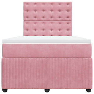 Κρεβάτι Boxspring με Στρώμα Ροζ 120x190 εκ. Βελούδινο - Pakobazaar