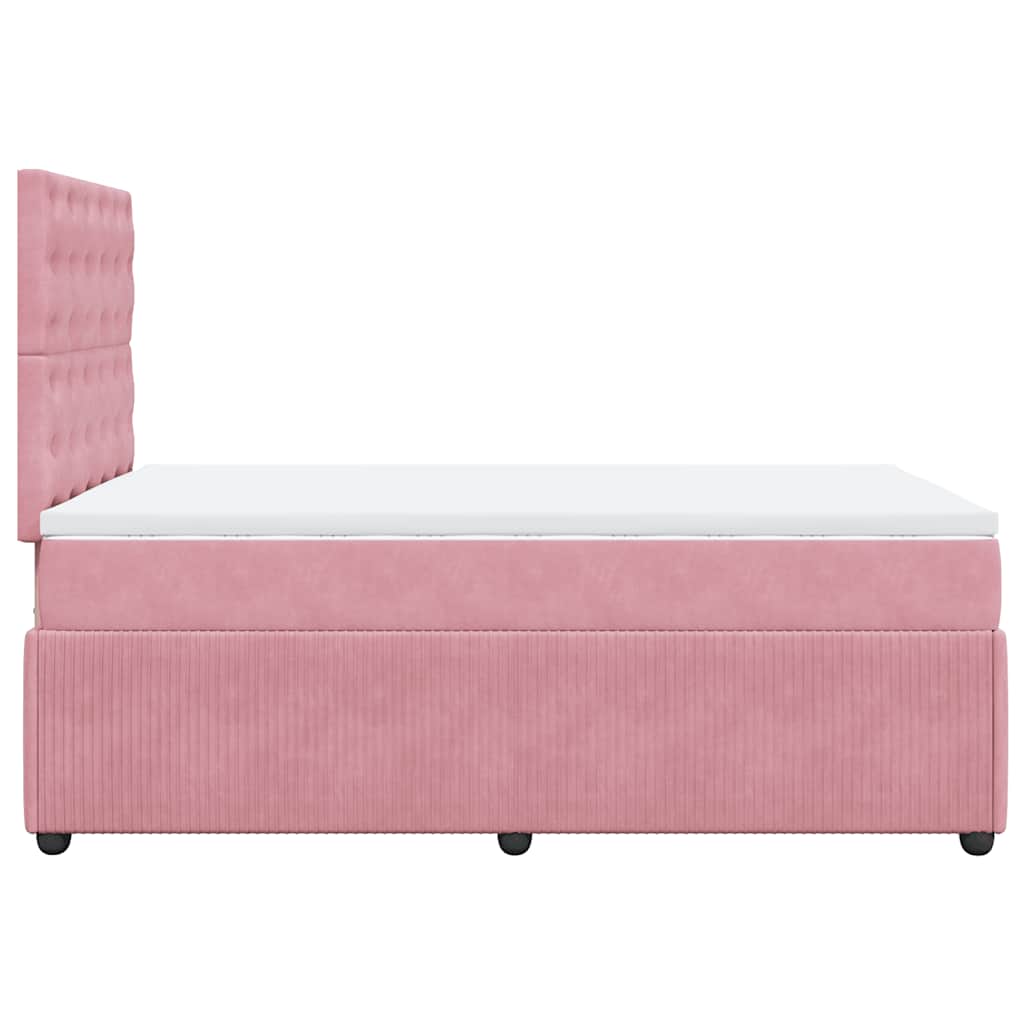Κρεβάτι Boxspring με Στρώμα Ροζ 120x190 εκ. Βελούδινο - Pakobazaar