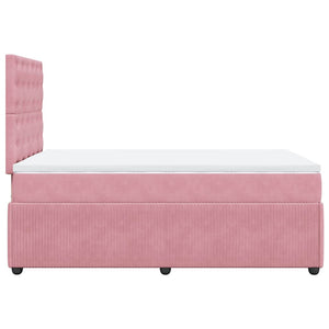 Κρεβάτι Boxspring με Στρώμα Ροζ 120x190 εκ. Βελούδινο - Pakobazaar