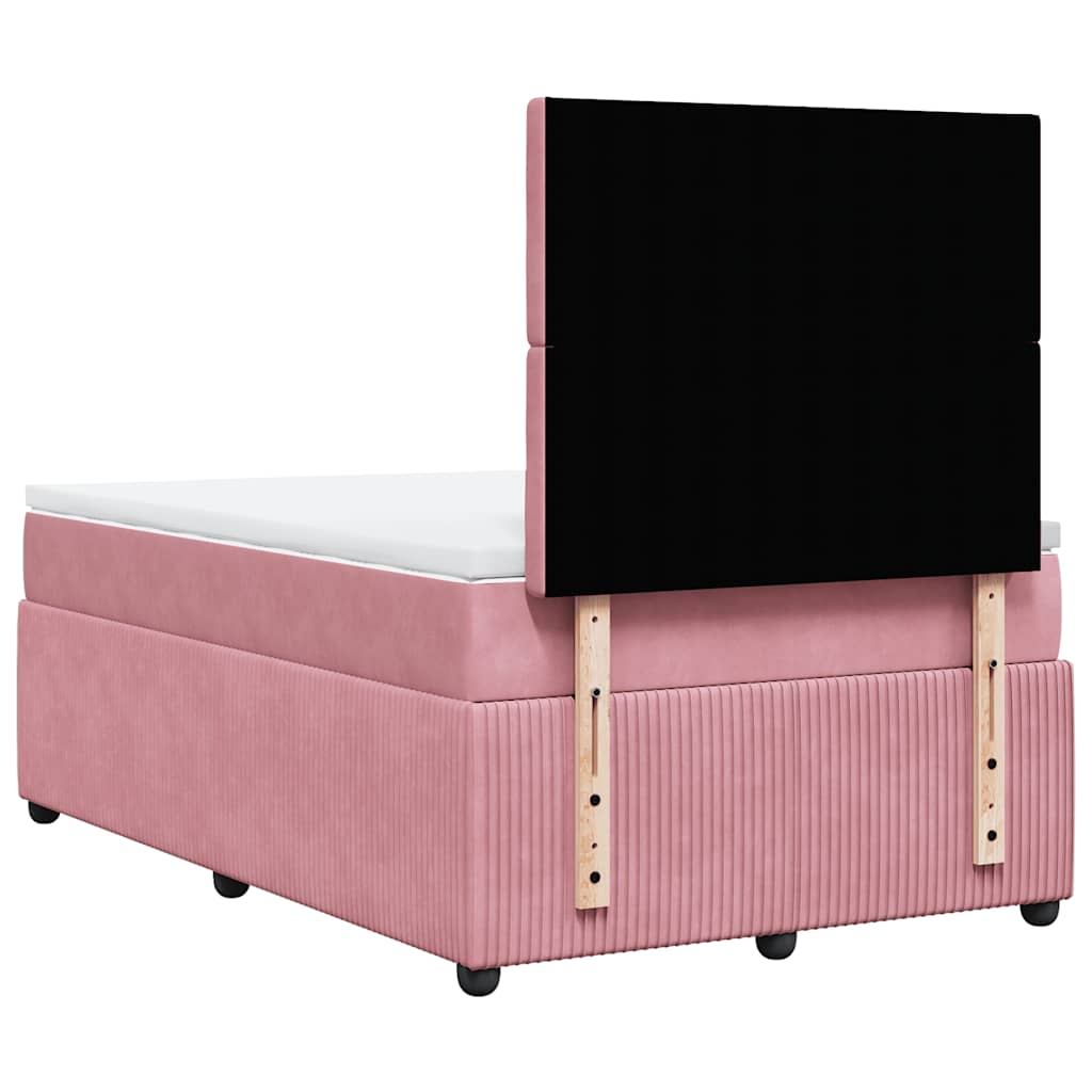 Κρεβάτι Boxspring με Στρώμα Ροζ 120x190 εκ. Βελούδινο - Pakobazaar
