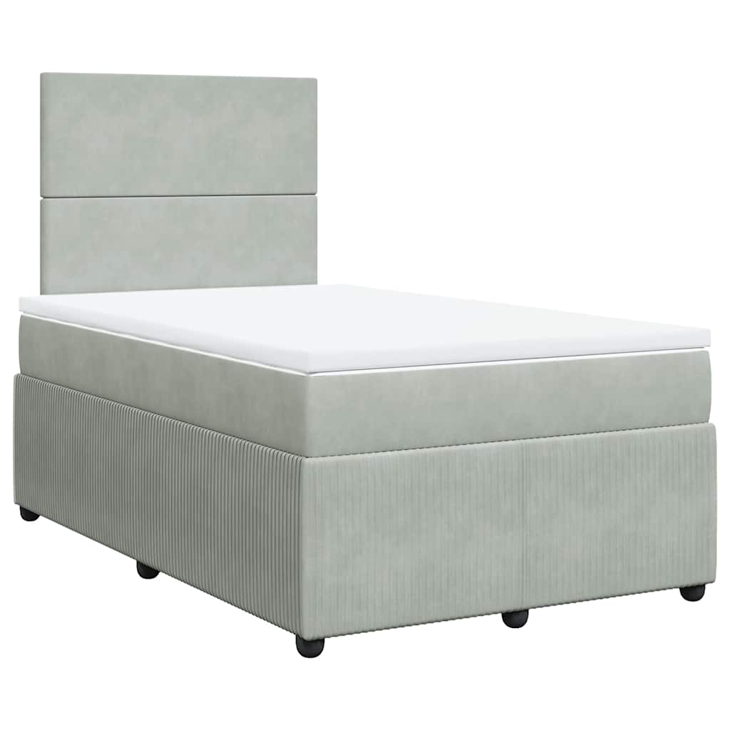 Κρεβάτι Boxspring με Στρώμα Ανοιχτό Γκρι 120x200 εκ. Βελούδινο - Pakobazaar