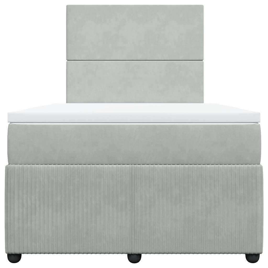 Κρεβάτι Boxspring με Στρώμα Ανοιχτό Γκρι 120x200 εκ. Βελούδινο - Pakobazaar