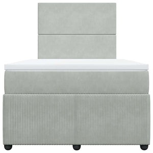 Κρεβάτι Boxspring με Στρώμα Ανοιχτό Γκρι 120x200 εκ. Βελούδινο - Pakobazaar