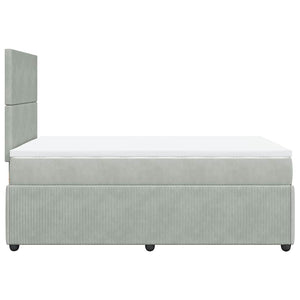 Κρεβάτι Boxspring με Στρώμα Ανοιχτό Γκρι 120x200 εκ. Βελούδινο - Pakobazaar