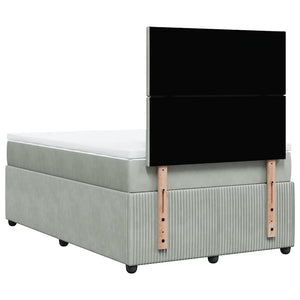 Κρεβάτι Boxspring με Στρώμα Ανοιχτό Γκρι 120x200 εκ. Βελούδινο - Pakobazaar