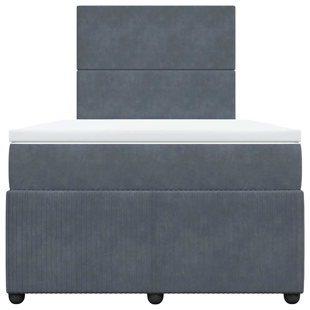 Κρεβάτι Boxspring με Στρώμα Σκούρο Γκρι 120x200 εκ. Βελούδινο - Pakobazaar