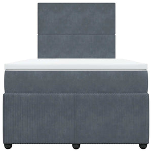 Κρεβάτι Boxspring με Στρώμα Σκούρο Γκρι 120x200 εκ. Βελούδινο - Pakobazaar