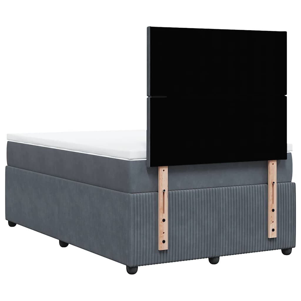 Κρεβάτι Boxspring με Στρώμα Σκούρο Γκρι 120x200 εκ. Βελούδινο - Pakobazaar