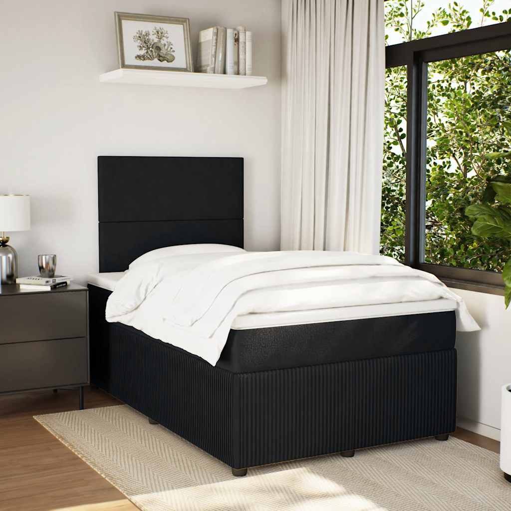 Κρεβάτι Boxspring με Στρώμα Μαύρο 120 x 200 εκ. Βελούδινο