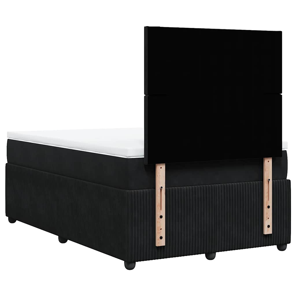 Κρεβάτι Boxspring με Στρώμα Μαύρο 120 x 200 εκ. Βελούδινο