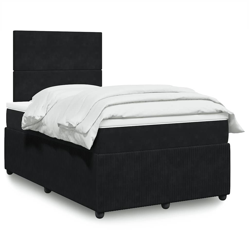 Κρεβάτι Boxspring με Στρώμα Μαύρο 120 x 200 εκ. Βελούδινο