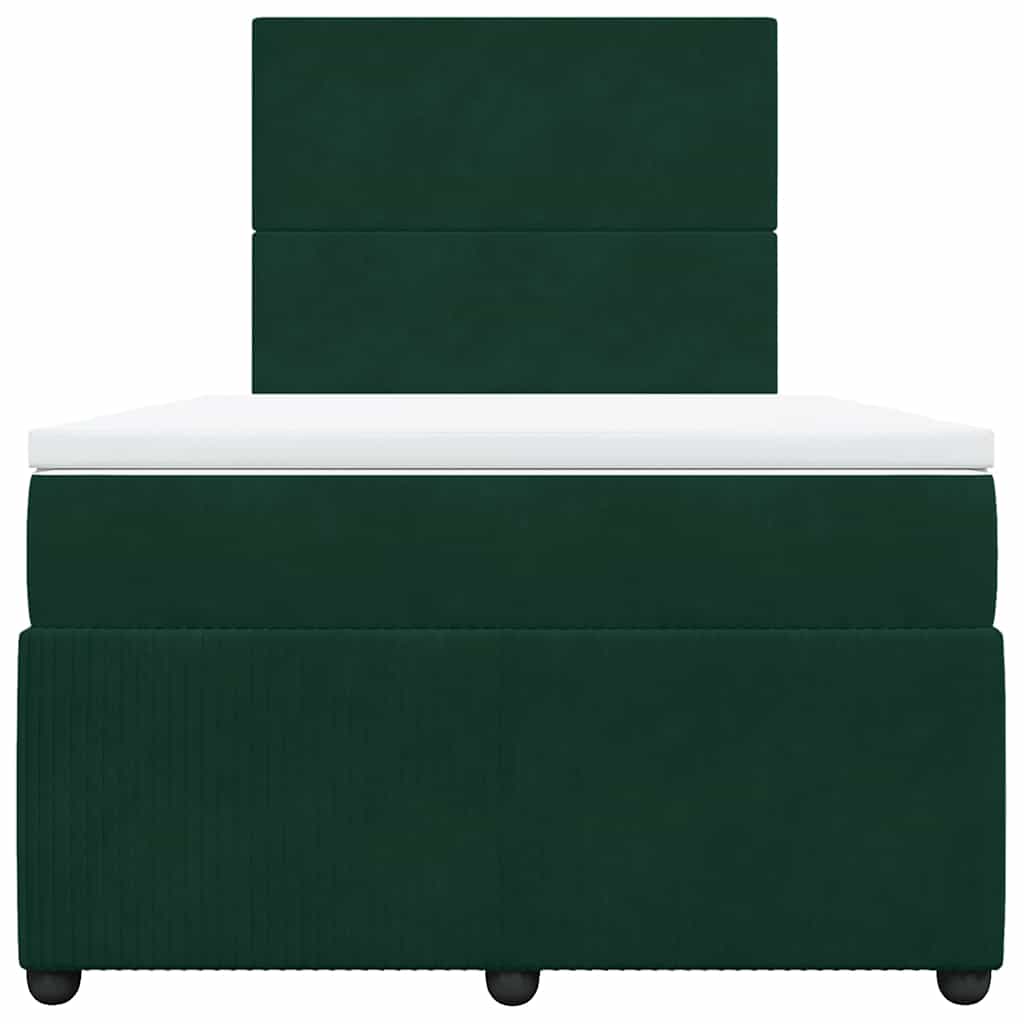 Κρεβάτι Boxspring με Στρώμα Σκούρο Πράσινο 120x200εκ. Βελούδινο - Pakobazaar